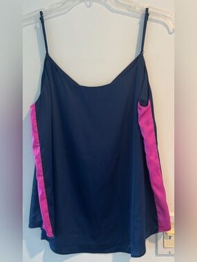 Decker Navy/Hot Pink Camisole Tank.Adjustable Straps. Sz M. Lined. A+ Condition.